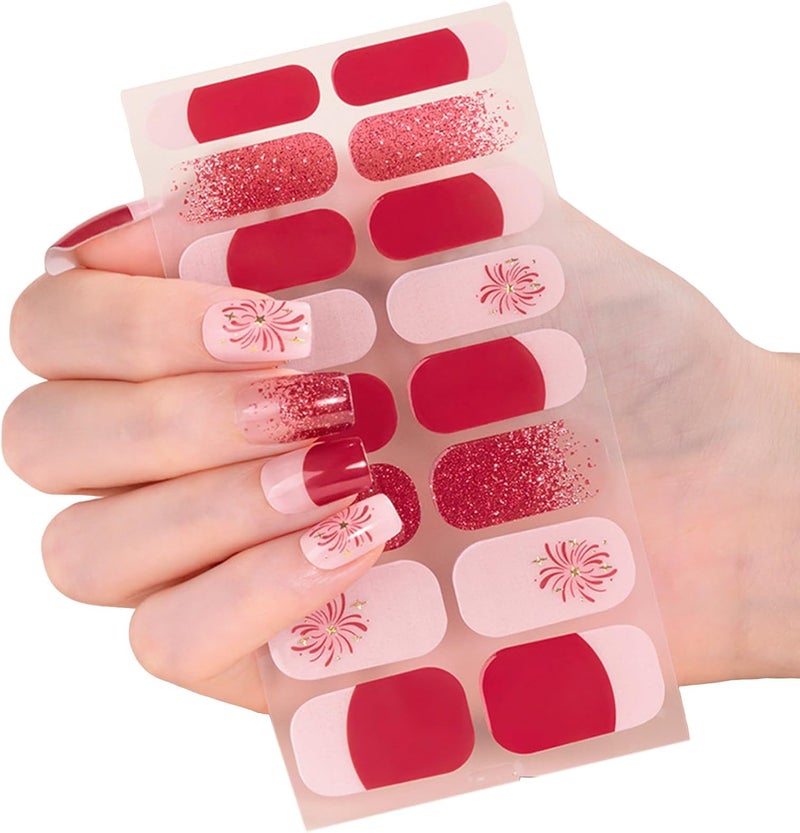 Easy Apply Nails Art Decals Chinese New Year Theme Protective Coating Nails Wraps Stickers for Daily Use Safe Nail Stickers. - Image 1