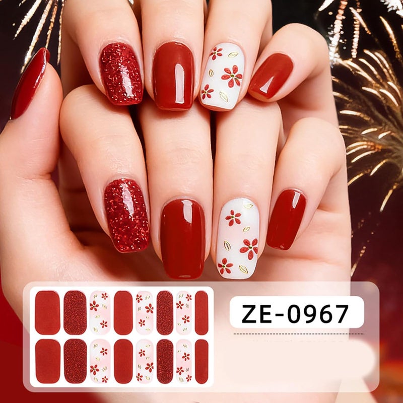 Easy Apply Nails Art Decals Chinese New Year Theme Protective Coating Nails Wraps Stickers for Daily Use Safe Nail Stickers. - Image 4