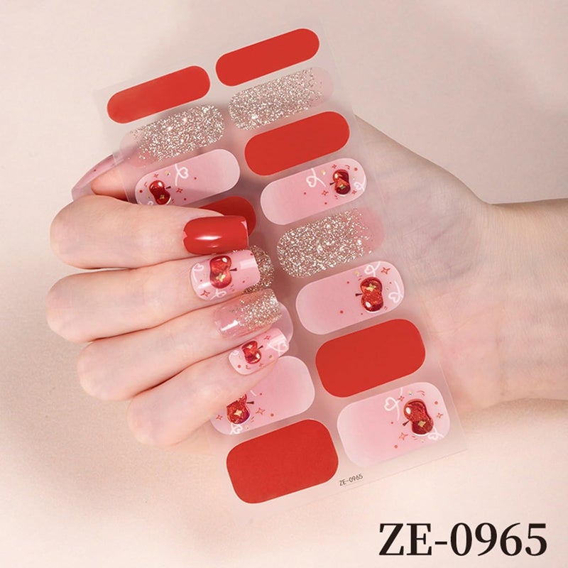 Easy Apply Nails Art Decals Chinese New Year Theme Protective Coating Nails Wraps Stickers for Daily Use Safe Nail Stickers. - Image 5