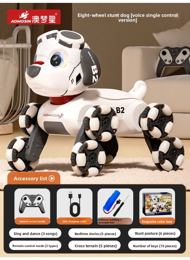 2024 New Electric Remote Control Eight-wheel Stunt Mechanical Dog Ao Mengxing Intelligent Robot Dog Children's Toy Boys And Girls