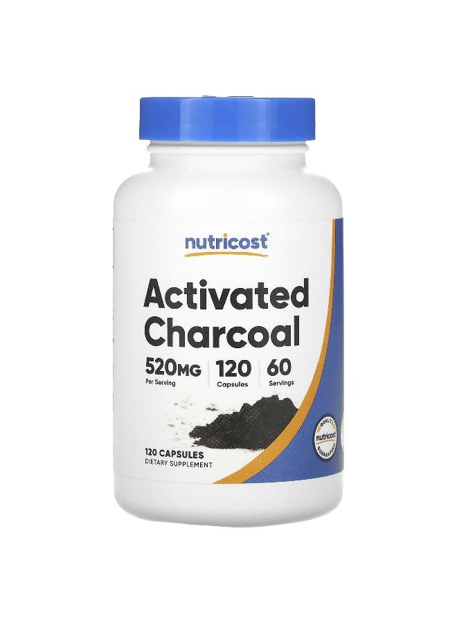 Nutricost نوتريكوست، فحم مفعل، 520 ملغ، 120 كبسولة (260 ملغ لكل كبسولة) - Image 1