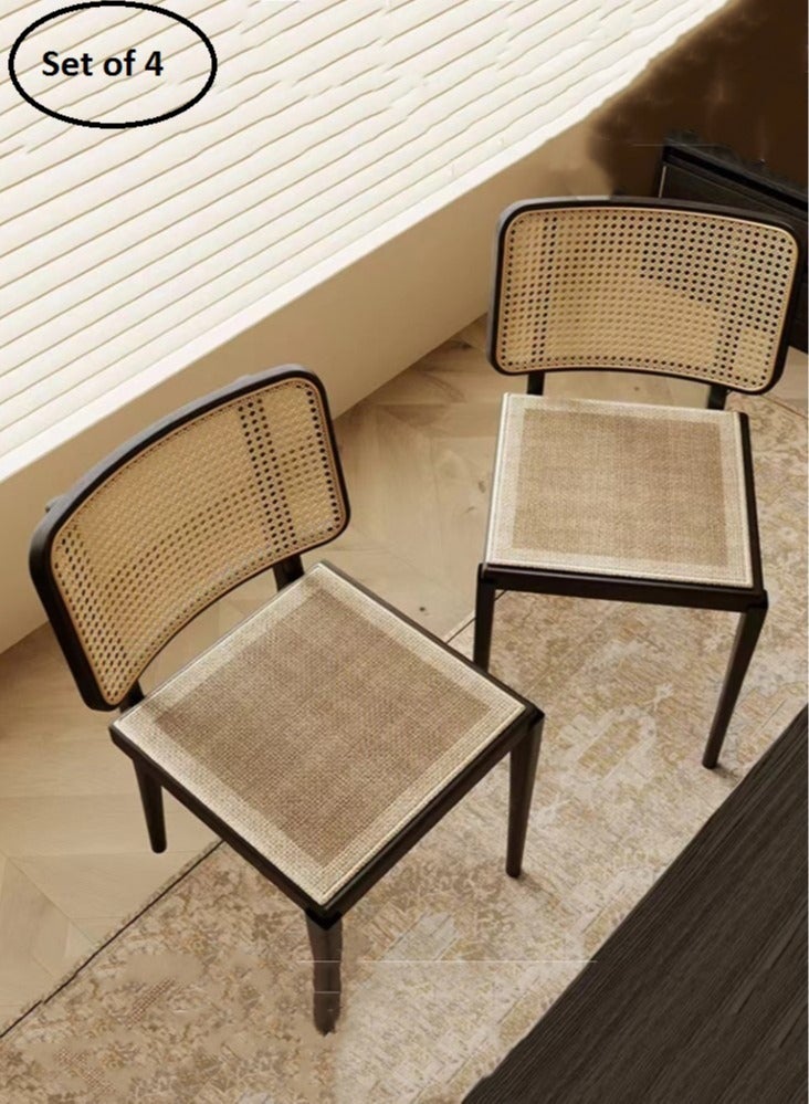 Kutis 4-Pieces Ice Silk Chair Pad Woven Dining Chair Cushion Pad Brown 45x45 Centimeter - Image 1