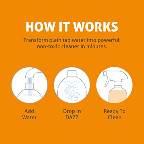 DAZZ Bathroom Cleaner Refill Pack (Makes 4 Bottles) for Tile, Tub Shower, Countertop and Bathroom Surfaces - All Natural, Eco Friendly, Non Toxic - Safe for Kids & Pets - Image 3
