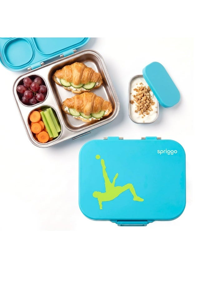 Spriggo Vault Pro Kids Lunch Box with Side Scoop, Soccer Star - Image 1