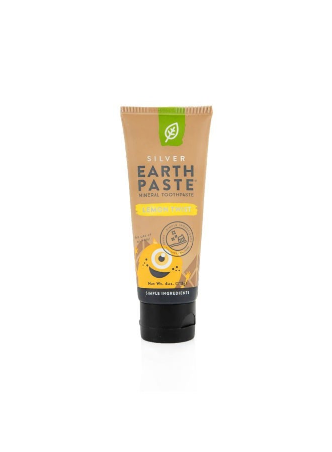 Redmond Earthpaste with Silver - Natural Non-Fluoride Toothpaste, 4 Ounce Tube (Lemon Twist) - Image 1