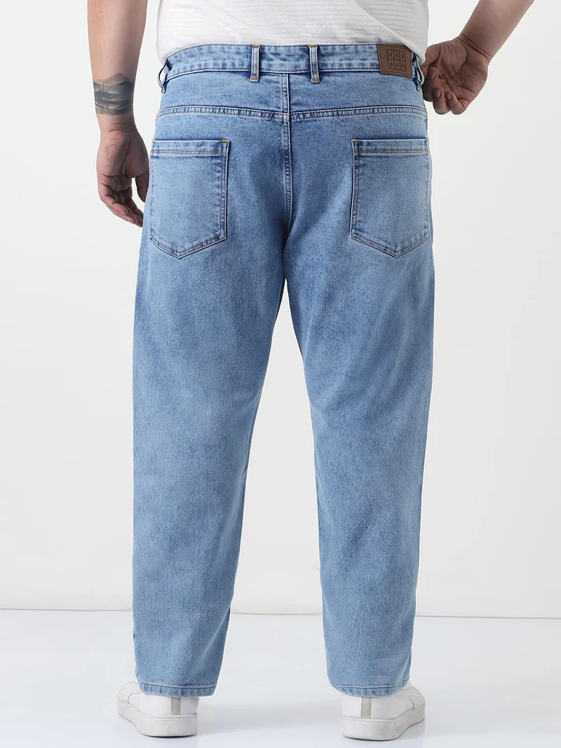Urbano Fashion  Urbano Plus Men's Ice Blue Slim Fit Washed Denim Jeans Stretchable for Men | Best Price UAE