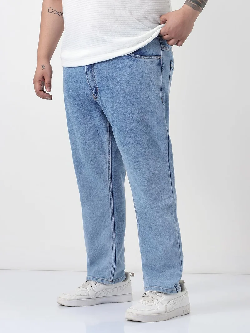 أوربانو فاشن Urbano Plus Men's Ice Blue Slim Fit Washed Denim Jeans Stretchable