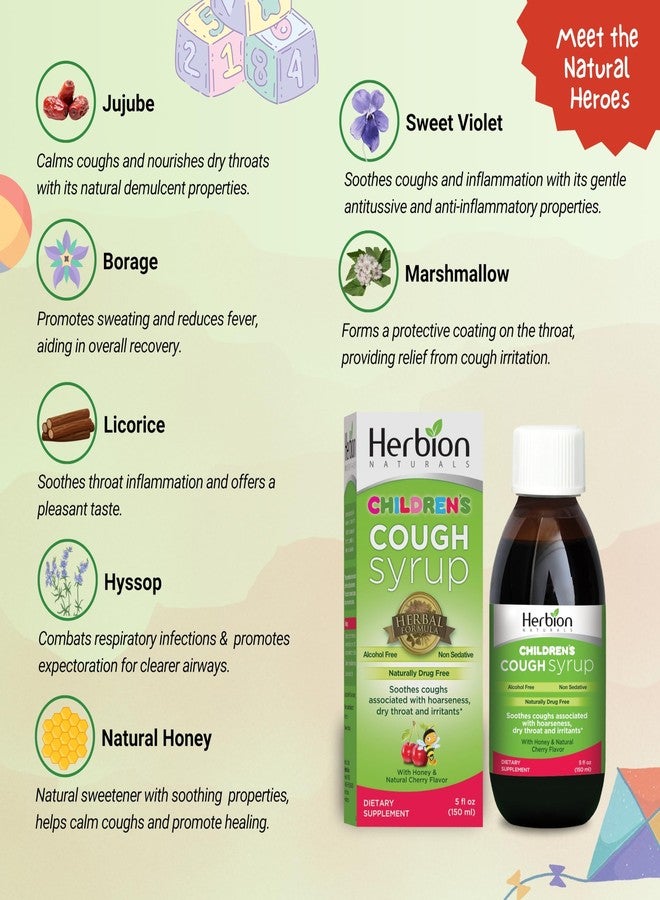 Herbion Naturals Cough Syrup for Children - 5fl oz - Good Tasting Supplement with Natural Honey & Cherry Flavor. - Image 2