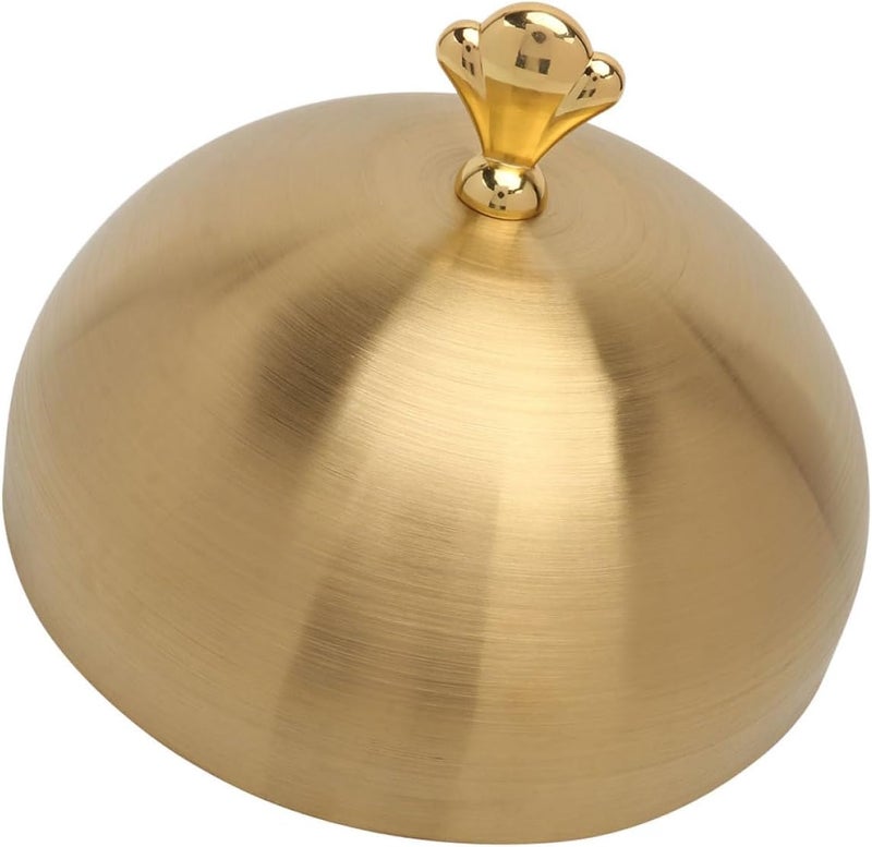 Stainless Steel Steak Dome 22.5cm Gold Kitchen Essentials Food Protective Plate Shield for Western Buffet and Household Serving - Image 1