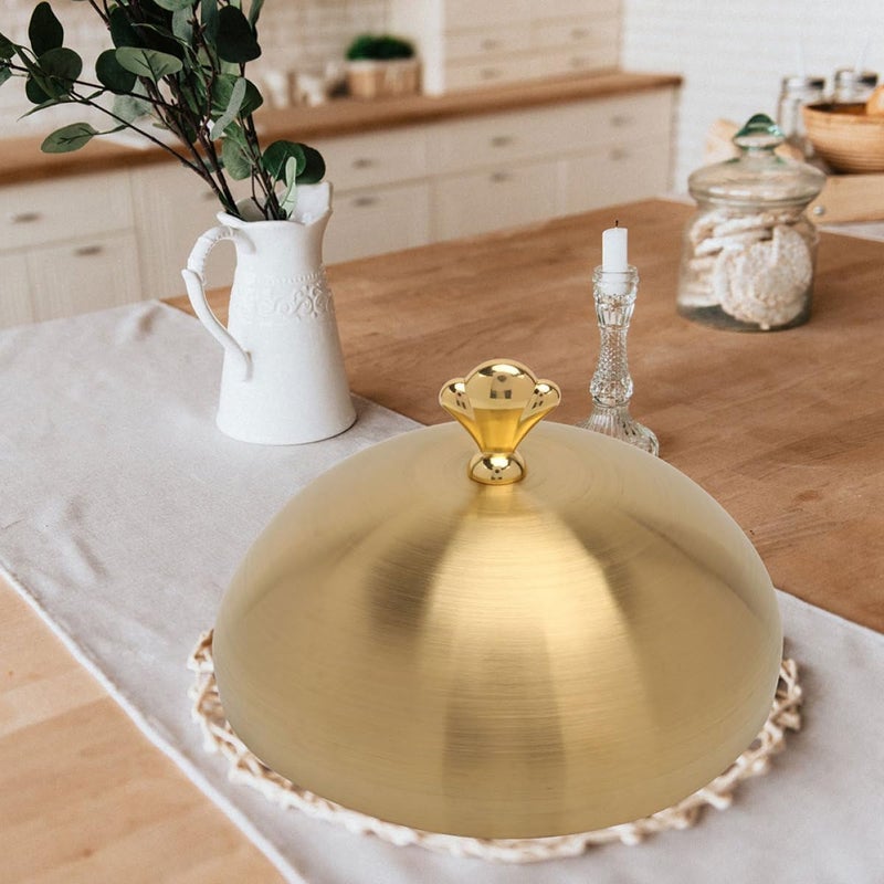 Stainless Steel Steak Dome 22.5cm Gold Kitchen Essentials Food Protective Plate Shield for Western Buffet and Household Serving - Image 5