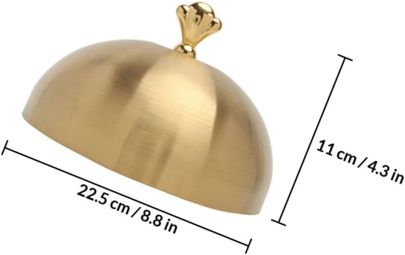 Stainless Steel Steak Dome 22.5cm Gold Kitchen Essentials Food Protective Plate Shield for Western Buffet and Household Serving - Image 2
