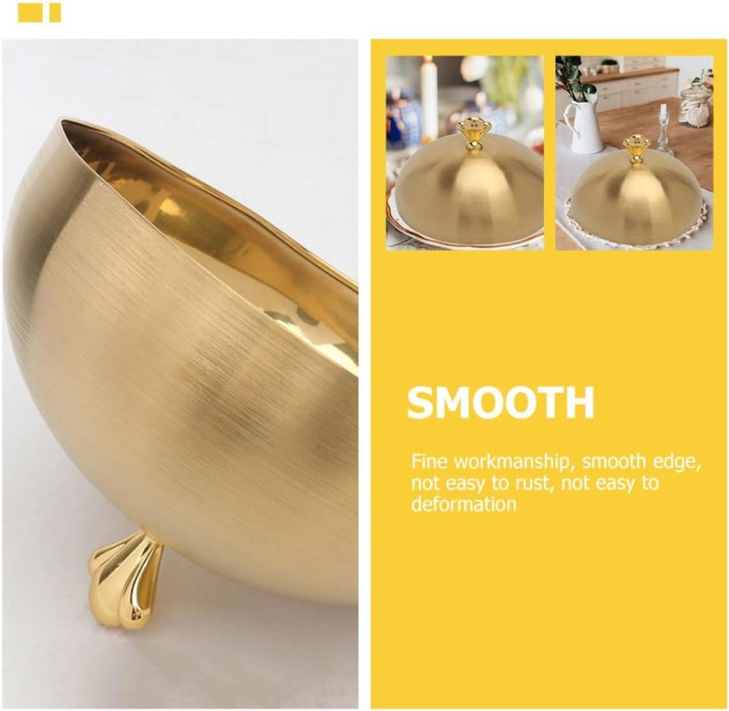 Stainless Steel Steak Dome 22.5cm Gold Kitchen Essentials Food Protective Plate Shield for Western Buffet and Household Serving - Image 3