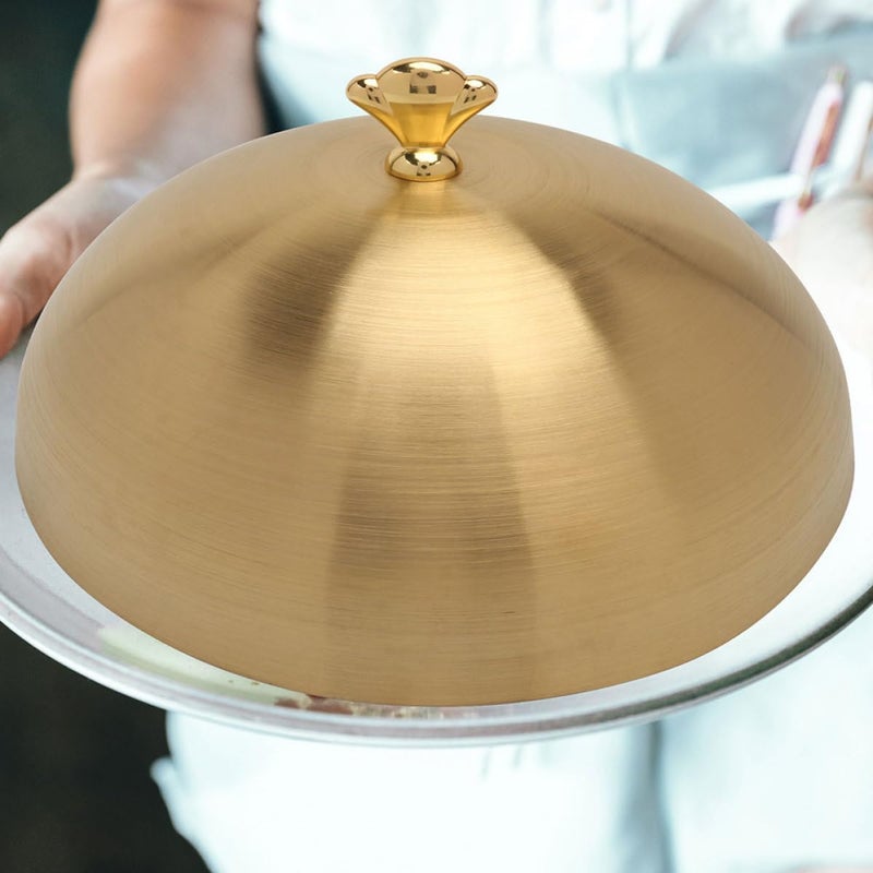 Stainless Steel Steak Dome 22.5cm Gold Kitchen Essentials Food Protective Plate Shield for Western Buffet and Household Serving - Image 4