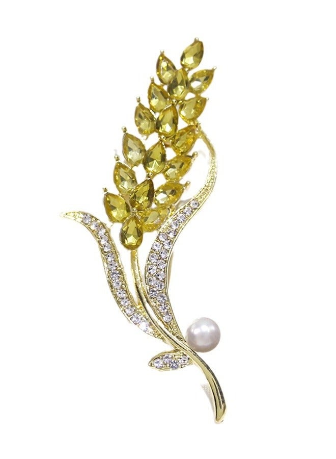 Fashionable Luxury Wheat Shape Rhinestone Brooch - Image 4