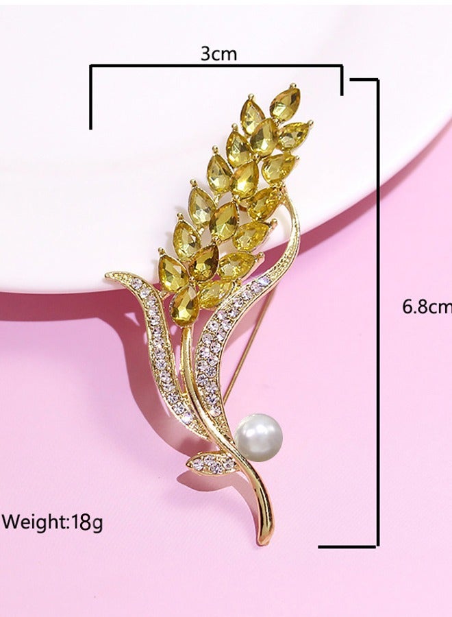 Fashionable Luxury Wheat Shape Rhinestone Brooch - Image 5