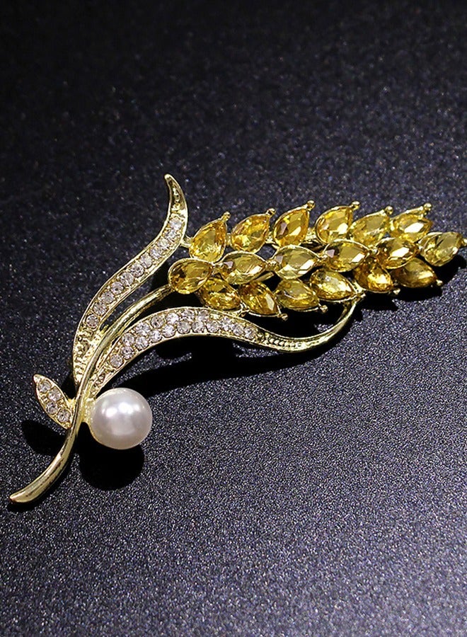 Fashionable Luxury Wheat Shape Rhinestone Brooch - Image 2