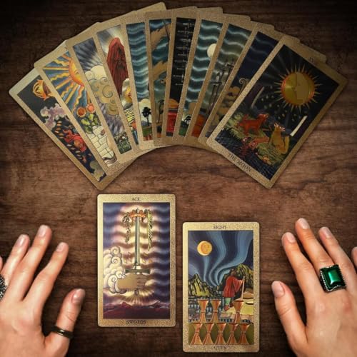 AYME Gold foil Tarot Cards with Guide Book, 78 Cards Tarot Deck for Beginners and Professional Player with Box Tarot PVC Durable Waterproof Wrinkle Resistant (Style 15) - Image 3