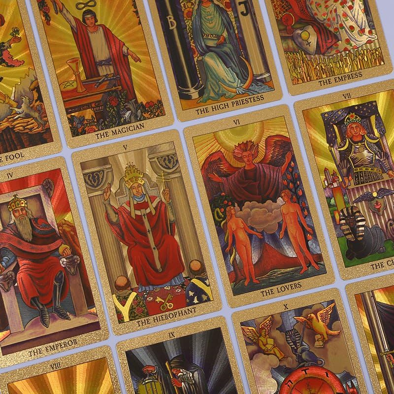 AYME Gold foil Tarot Cards with Guide Book, 78 Cards Tarot Deck for Beginners and Professional Player with Box Tarot PVC Durable Waterproof Wrinkle Resistant (Style 15) - Image 5