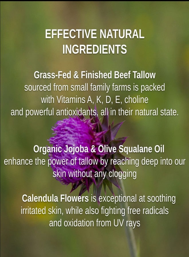 Shwally Tallow & Squalane Non-Comedogenic Face Balm - Tallow Moisturizer - 100% Grass-Fed Tallow, Squalane & Calendula Flowers - Creates Soft, Smooth Skin - 2 Oz (Mild Geranium Rose + Lavender) - Image 3