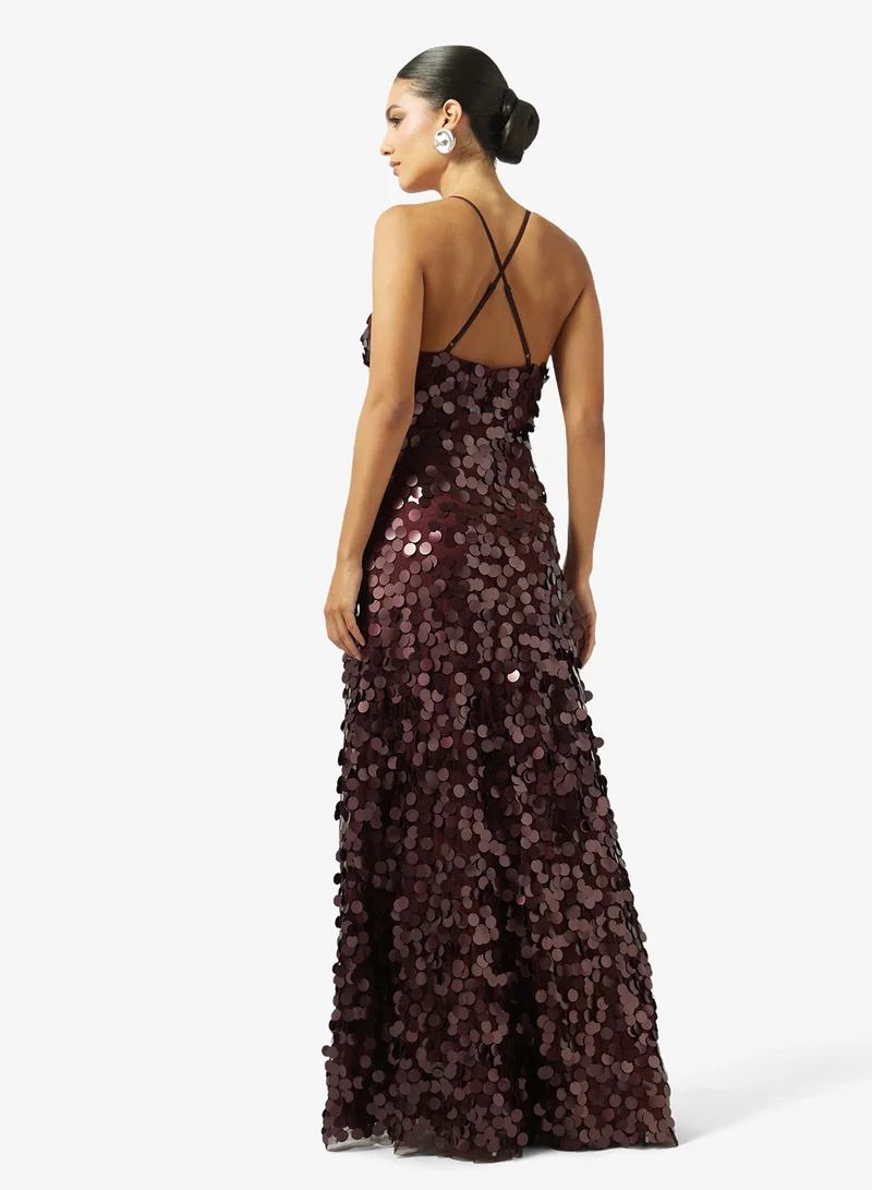 نمشي x فستان سهرة مزين بالترتر