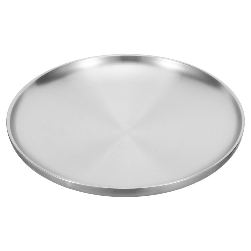 304 Stainless Steel Round Dish Shallow Plate With Wire Drawing 23cm - Image 4