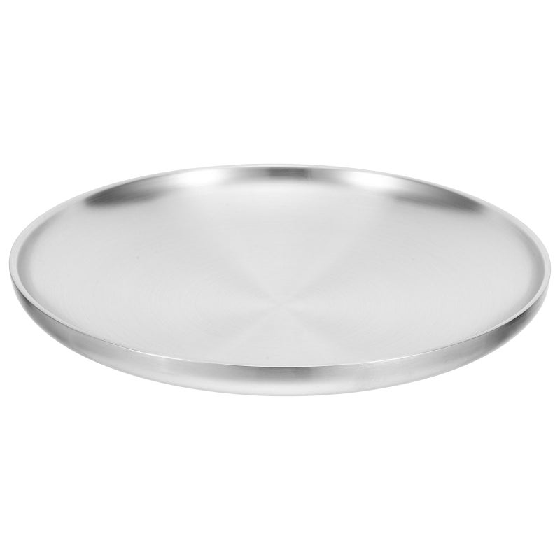 304 Stainless Steel Round Dish Shallow Plate With Wire Drawing 23cm - Image 1