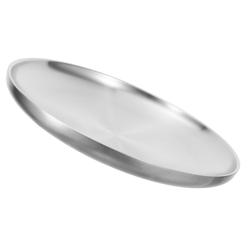 304 Stainless Steel Round Dish Shallow Plate With Wire Drawing 23cm - Image 5
