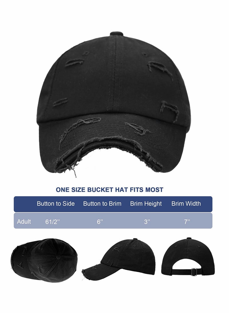 Excefore White Vintage Distressed Hat Washed Baseball Cap Adjustable Cotton Dad Hat for Men Women - Image 3