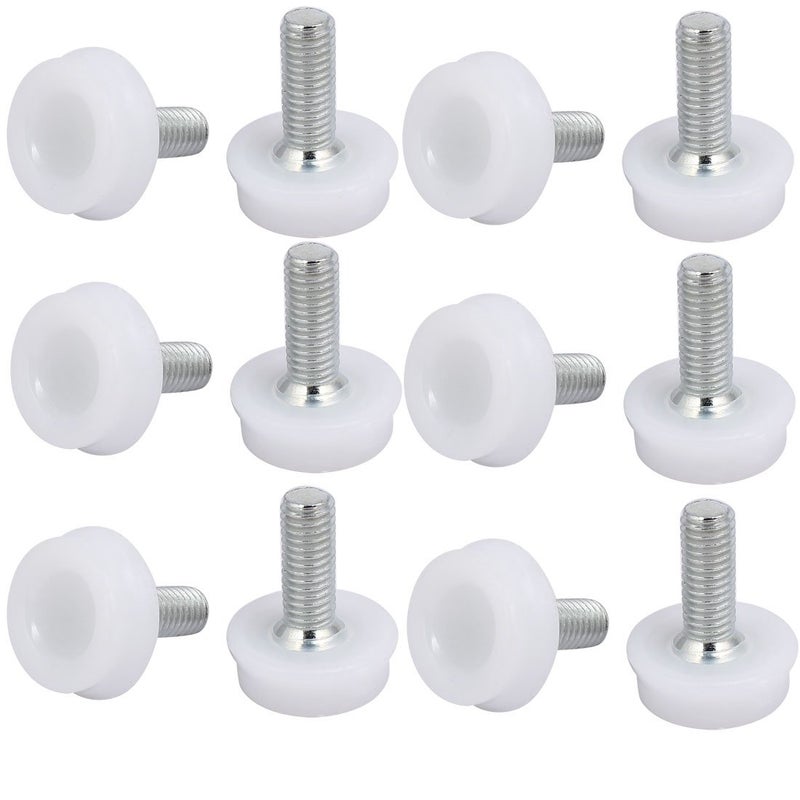 Uxcell D25 M8X20Mm Plastic Base Furniture Glide Adjustable Leveling Foot White Silver Tone 12Pcs - Image 1