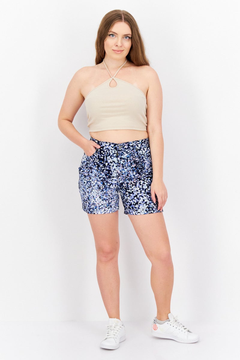 Gloria Vanderbilt Women Floral Print Basic Short, Black Cumbo  - Image 3