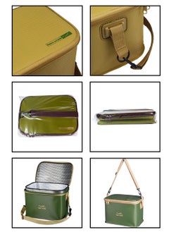 happy outside 18-20L Insulated Cooler Bag, Outdoor Travel Thermal Insulation Bag, Food Refrigeration Cooler Bag, Beverage Storage Ice Pack, Picnic Basket，Lunch Bag，Camping Storage Shoulder Bag Storage Box, Thickened EVA Material, Waterproof, Leak Proof, Dirt Resistant, Durable, Mold Resistant, Antibacterial, Foldable and Portable, suitable for Home Storage and Outdoor Activities such as Hiking, Camping, Picnicking, Family Outings, etc. It can be used to keep food fresh and beverages stored in short-term refrigeration, khaki  - Image 4