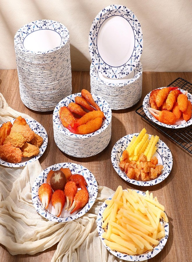 FillTouch حزمة 400 صحن ورقي قابل للتصرف بحجم 7 بوصة للاستخدام اليومي - مقاوم للامتصاص، ثقيل، مقاوم للقطع، أطباق زرقاء وبيضاء للعشاء، النزهات، حفلات العطلات، التجمعات العائلية - Image 4