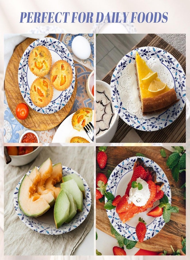 FillTouch حزمة 400 صحن ورقي قابل للتصرف بحجم 7 بوصة للاستخدام اليومي - مقاوم للامتصاص، ثقيل، مقاوم للقطع، أطباق زرقاء وبيضاء للعشاء، النزهات، حفلات العطلات، التجمعات العائلية - Image 5