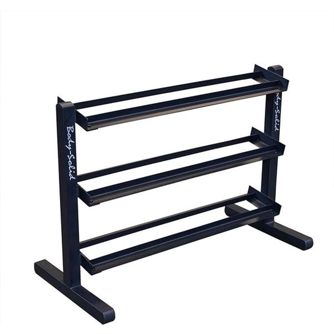 Body Solid (GDR363) 3-TIER HORIZONTAL DUMBBELL RACK STAND ONLY, WEIGHT RACK STORES 10 PAIRS HEX DUMBBELLS FROM 5-50 LBS, HOME GYM DUMBELL ORGANIZER RACKS - Image 1