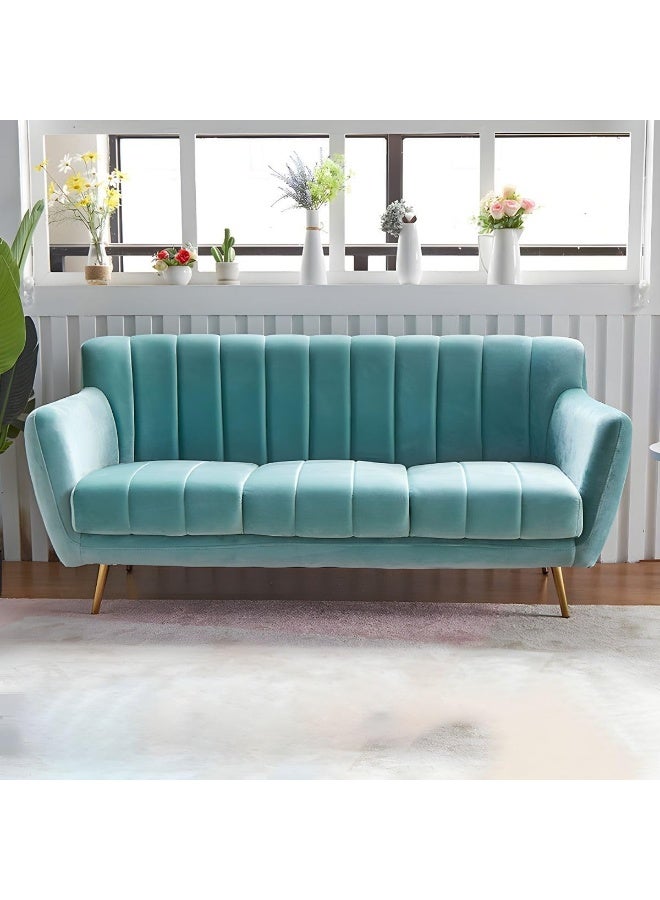 UAE Homes Modern Velvet Tuxedo Arm Sofa with Tight Back Design (Teal)