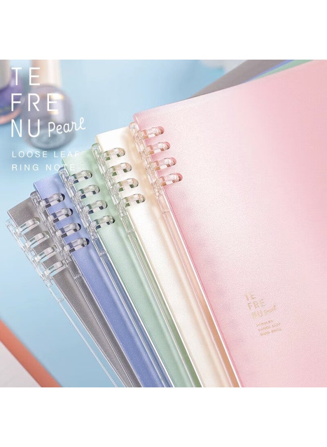 King Jim B5 Buckle-loop Pearl-colored Notebook, Office Student Spiral Notebook, Loose-leaf Notebook, Pearl Silver-gray 9855tte-gsrn - Image 2