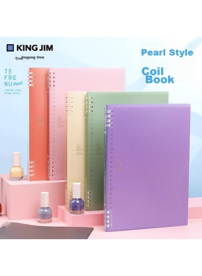 King Jim B5 Buckle-loop Pearl-colored Notebook, Office Student Spiral Notebook, Loose-leaf Notebook, Pearl Silver-gray 9855tte-gsrn - Image 4