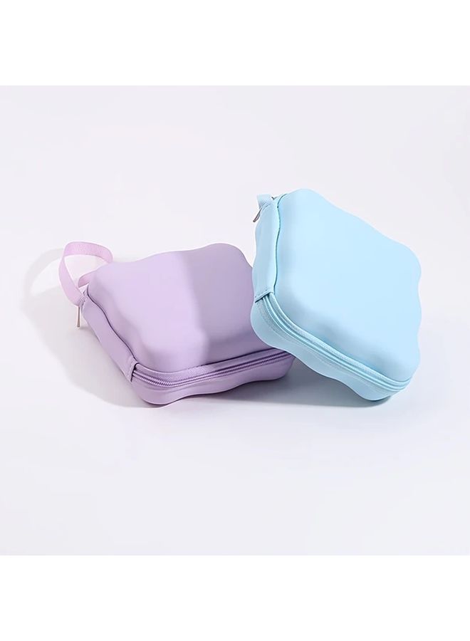 Multi Compartment ABS Zipper Pouch For Earphones Chargers And Digital Accessories Durable Shockproof Travel Organizer Pink - Image 4
