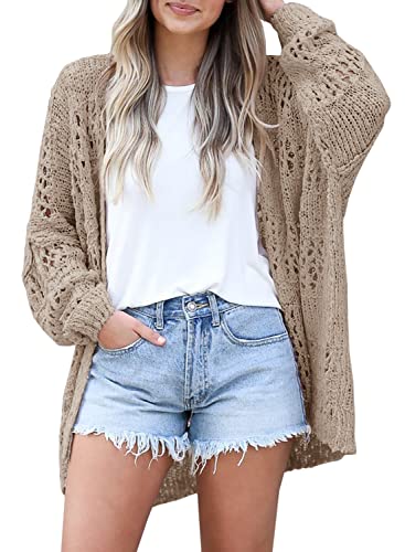 Ermonn Womens Crochet Cardigan Sweater Kimonos Boho Solid Color Oversized Summer Open Front Outwear - Image 1