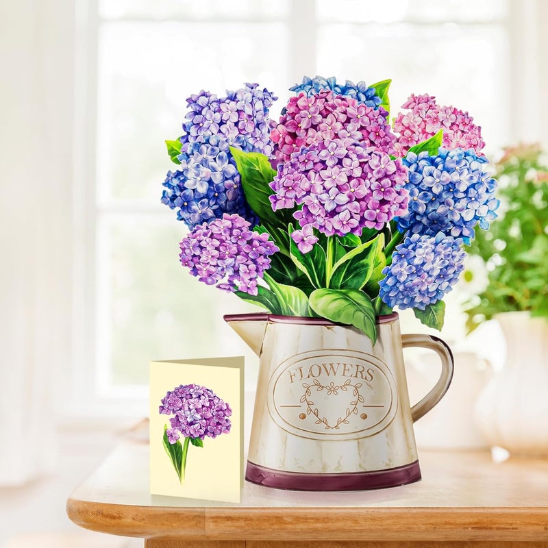 Airpark 3D Pop Up Paper Flowers Bouquet Card 12’‘ with Note & Envelope, Birthday Gifts, Get Well, Thank You, Greeting Cards for Women Mom Wife Friends, Nantucket Hydrangeas - Image 5