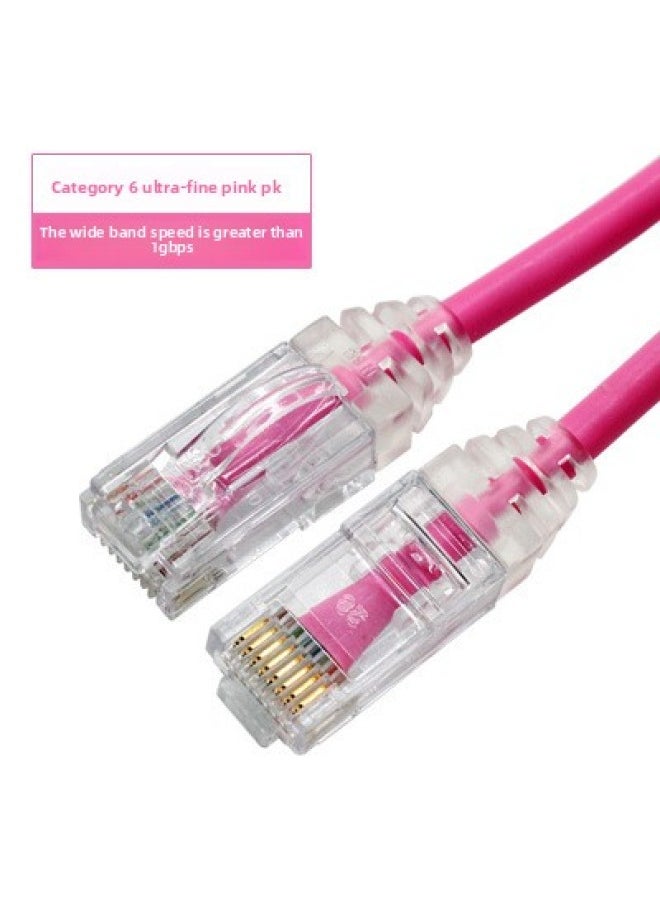 Generic NIPPON Daily Line Ultra-fine Soft Network Cable SPG6 Multi-strand Gigabit Six-class Jumper CAT6 High Speed From 0.3 M-Color:Six Types Of Very Fine Pink PK-Line Length:30 M  - Image 1