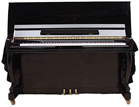 Dilwe غطاء بيانو عمودي، غطاء مزخرف مقاوم للغبار من قماش بليوش (أسود) - Image 4