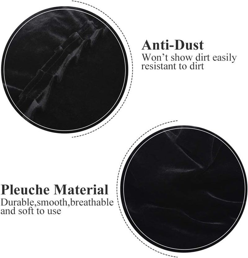 Dilwe غطاء بيانو عمودي، غطاء مزخرف مقاوم للغبار من قماش بليوش (أسود) - Image 3