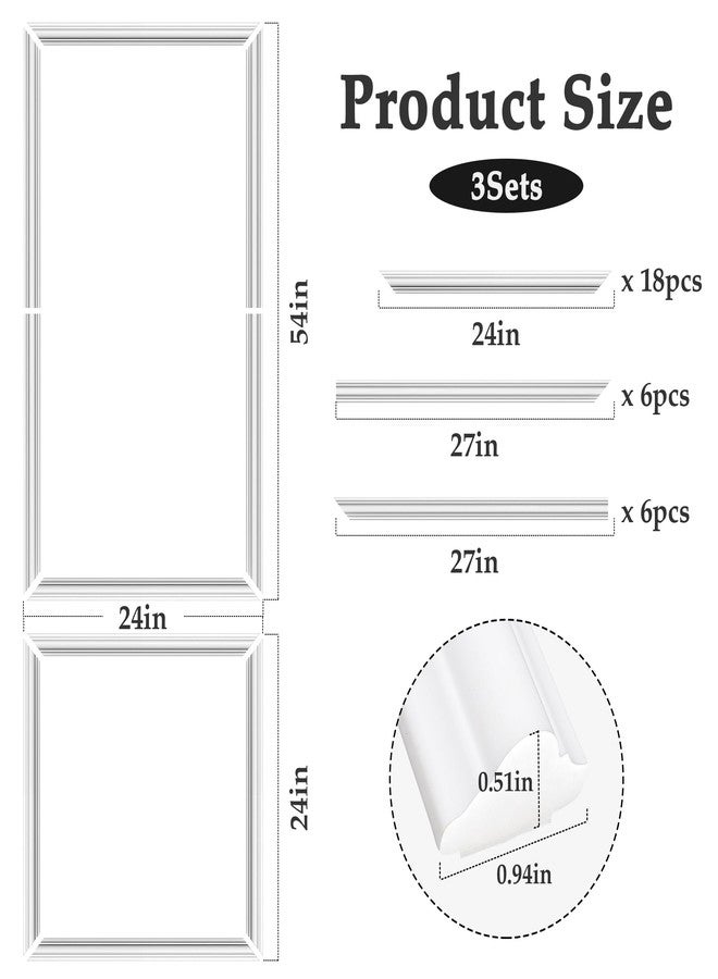 RDUIGT 3 Sets Pre-Cut Wainscoting Panels Peel and Stick Wall Molding kit Self Adhesive Molding Trim for Walls 54x24 Inch - Image 4