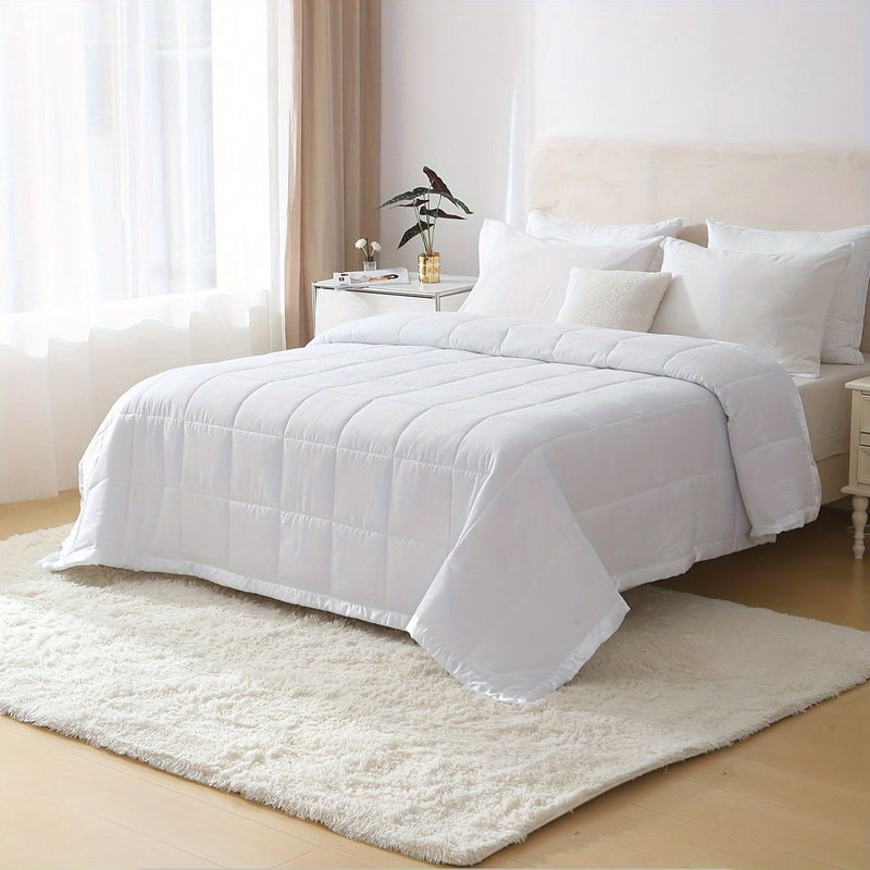 White Ultra Soft All Season Quilt Premium Fiber Filling Lightweight Breathable Machine Washable 63x83 - Image 5