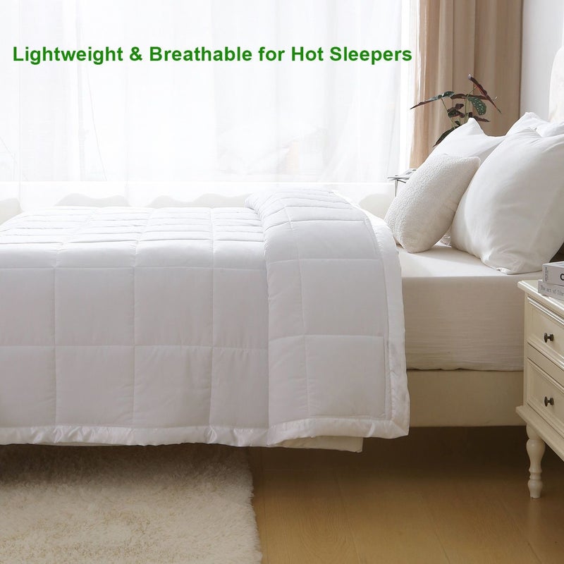 White Ultra Soft All Season Quilt Premium Fiber Filling Lightweight Breathable Machine Washable 63x83 - Image 2