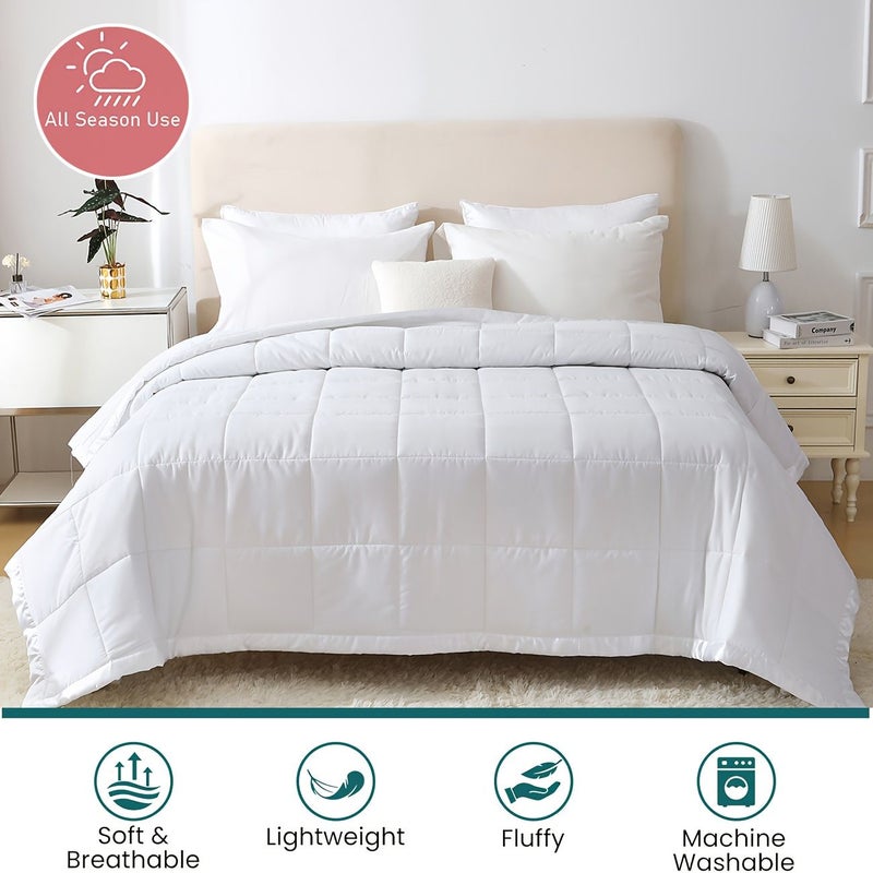 White Ultra Soft All Season Quilt Premium Fiber Filling Lightweight Breathable Machine Washable 63x83 - Image 1