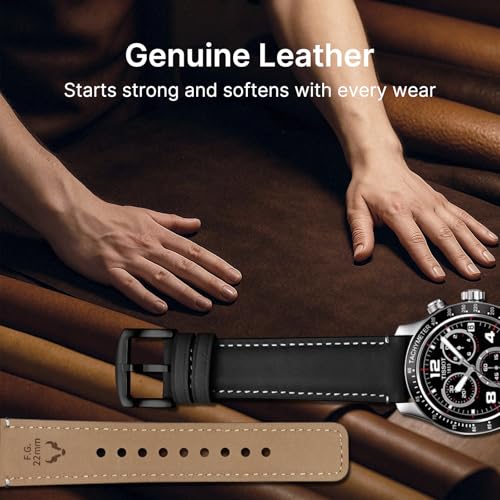 Fullmosa 22mm Quick Release Watch Straps,Burnished Leather Watch Band for Fossil Gen 5/Gen 5E /Gen 6 44mm/Samsung Galaxy 46mm/Gear S3 Frontier/Huawei GT 3 Pro 46mm, Light Brown+Silver - Image 4