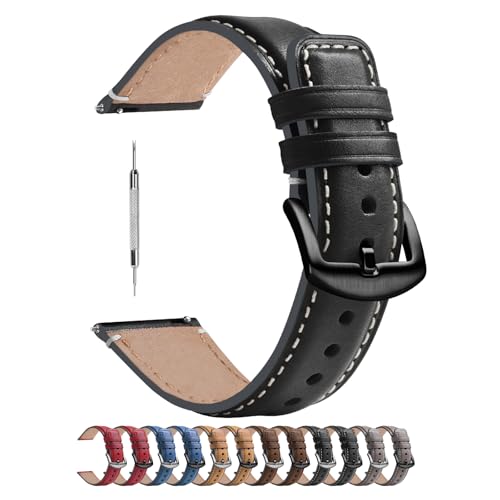 Fullmosa 22mm Quick Release Watch Straps,Burnished Leather Watch Band for Fossil Gen 5/Gen 5E /Gen 6 44mm/Samsung Galaxy 46mm/Gear S3 Frontier/Huawei GT 3 Pro 46mm, Light Brown+Silver - Image 1