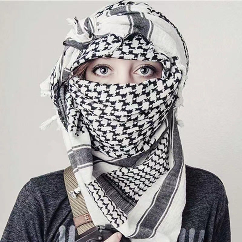 New Four-Sided Tassel Arabic Headscarf Square Scarf Tactical Headscarf Outdoor Muslim Decoration - Image 3
